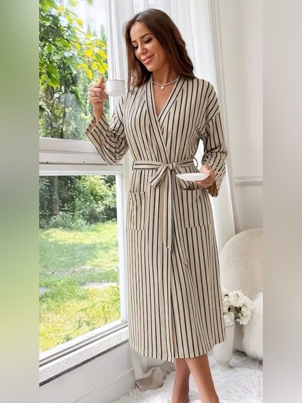 Lightweight Gauze Bathrobe Beach Cover Up Spa Robe Nightgown